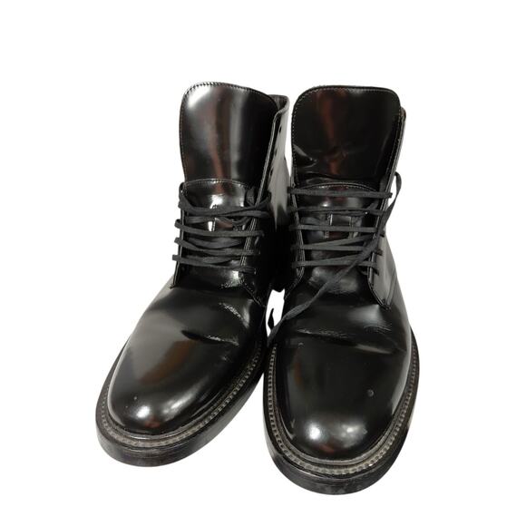$1,000 Saint Laurent Black Leather Army Boots size US 10 /EU 43 Made in Italy main image 14